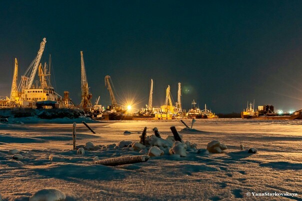 Laysky dock. - Dock, River, Winter, Vessel, Arkhangelsk, North, Shipbuilding, Longpost