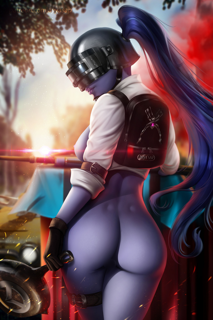 Widowmaker PUBG - NSFW, Overwatch, Widowmaker, PUBG, AyyaSAP, Crossover, Сиськи, Попа, Кроссовер