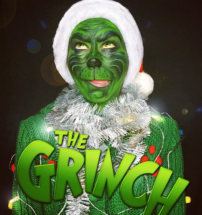 I've always liked you. Green color ... like a Christmas tree - My, The Grinch Stole Christmas, Christmas, Cosplay, Makeup, Bodypainting, Face painting