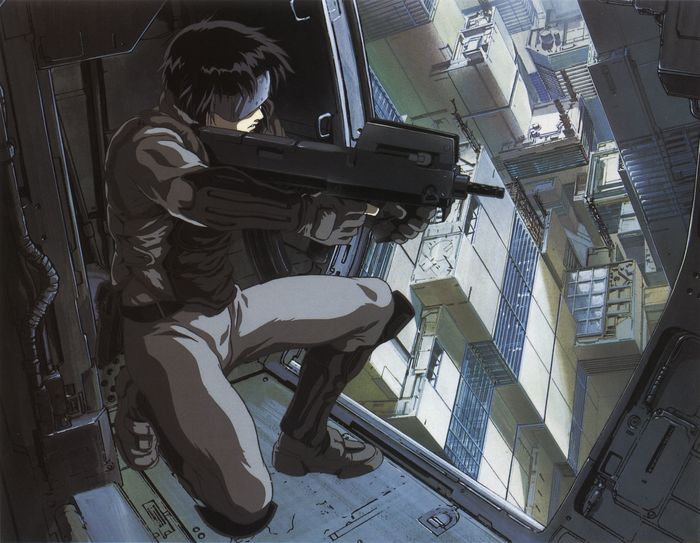 Major Kusanagi (Ghost in the Shell) - Anime, Anime art, Ghost in armor, Kusanagi motoko, Cyberpunk, Weapon