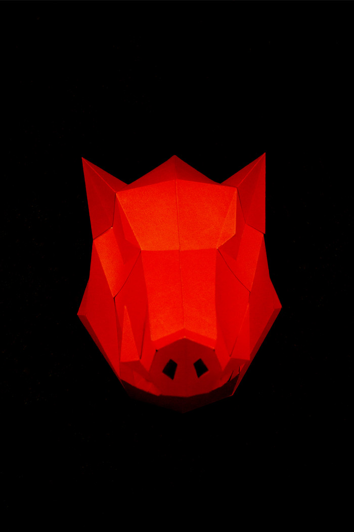 Straight out of hell - Papercraft, My, Longpost, Boar, New Year