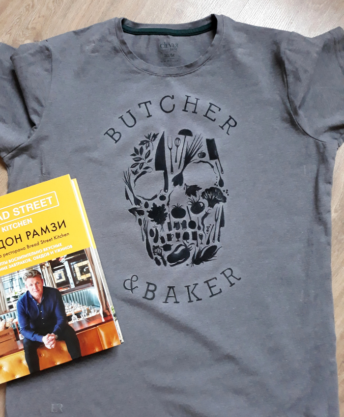 Gift for the best chef in our family! - My, T-shirt, Painting on fabric, Presents, Scull, Cook, Painting, Acrylic