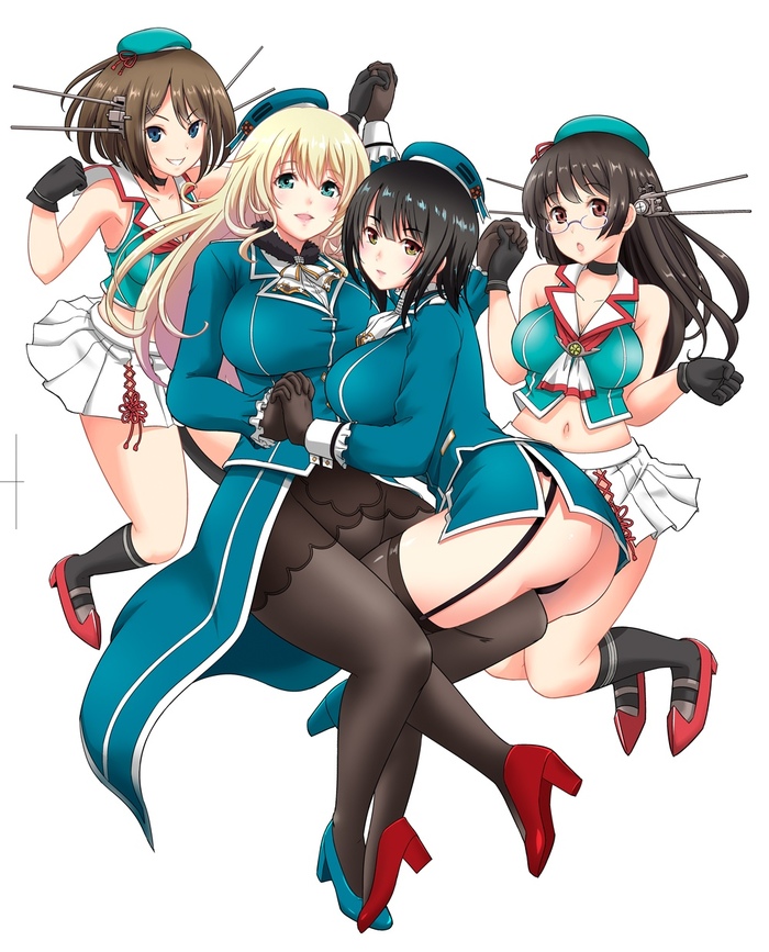 Heavy cruisers - Kantai Collection, Atago, Takao, Майя, Choukai, Этти, Anime Art, Аниме