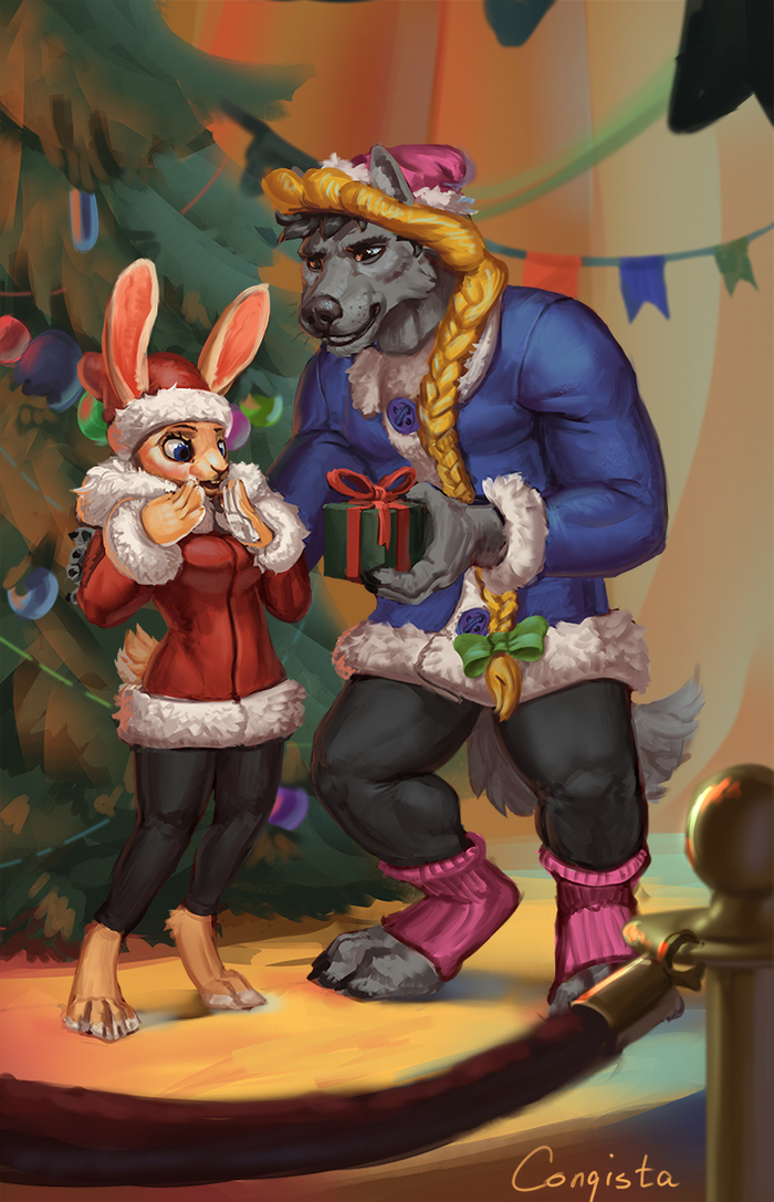 Happy New Year! - My, Art, Anthro, Furry, Conqista, Wait for it!, New Year