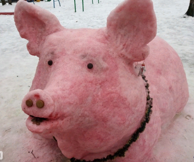 Minsk snow pig - Longpost, Pig, Minsk, Snow