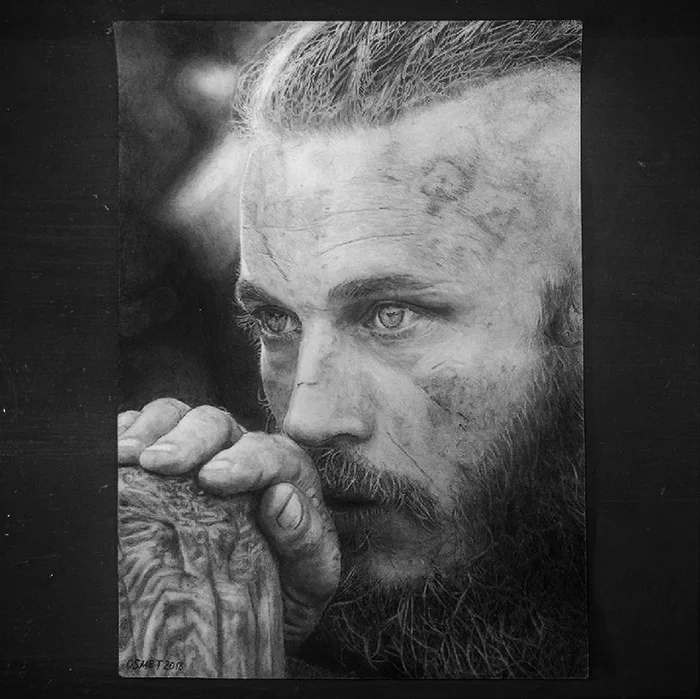 Ragnar Lodbrok - Portrait in pencil - My, Portrait, Викинги, Ragnar