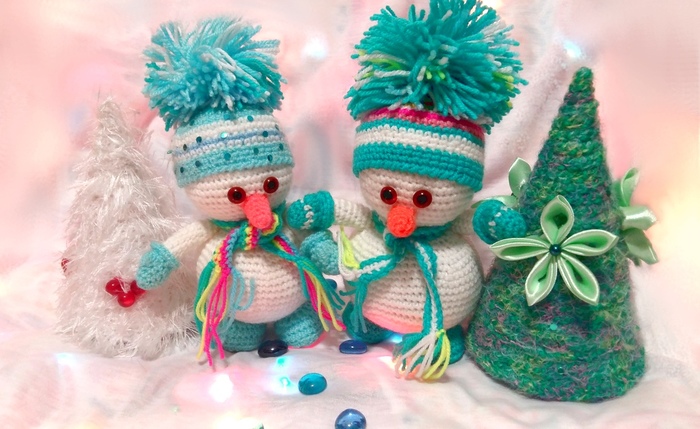 New Year's snowmen - Knitting, Crochet, Knitted toys, snowman, Toys, Christmas decorations