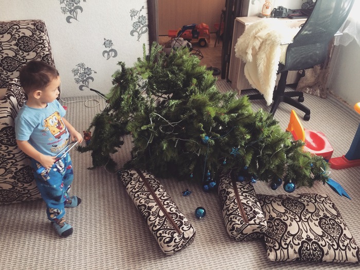 When you are already tired of the New Year! - My, New Year, Christmas tree, Christmas trees, Holidays, Christmas, Children, A son