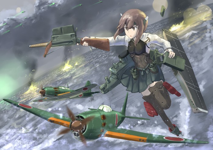 Taihou and Mitsubishi A7M Reppuu - Kantai collection, Anime, Anime art, Taihou, 