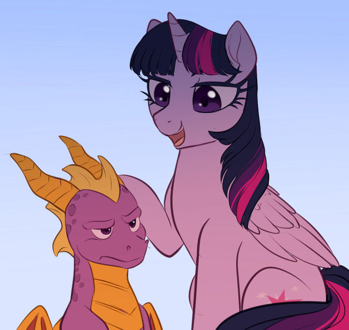 Wrong dragon - My little pony, Spyro, Crossover, Twilight sparkle, The Dragon, Art, Crossover