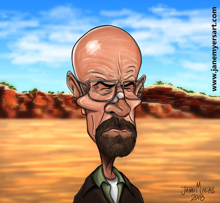 Walter White - Breaking Bad - My, Walter White, Breaking Bad, Foreign serials, Serials, Cartoon, Portrait, Digital drawing, Drawing