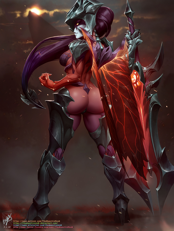 Aatrox - NSFW, Themaestronoob, League of Legends, Aatrox, Игры, Арт, Правило 63, Длиннопост