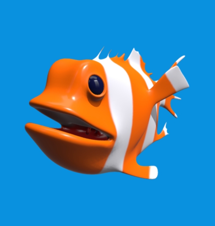 Strange fish - My, 3D, 3D modeling, Animation, Visualization, Clownfish, GIF, Sculpting