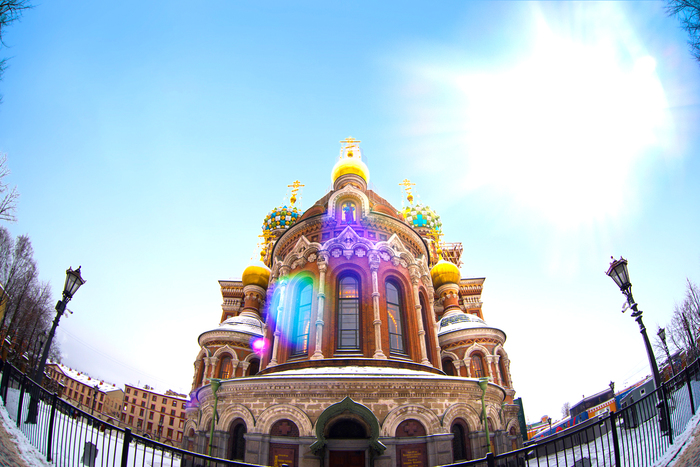 Church of the Savior on Blood with a fisheye - My, Fishye, Saint Petersburg, Glare, Beginning photographer