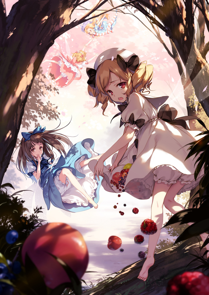   ke-ta Anime Art, , Clownpiece, Luna Child, Star Sapphire, Sunny Milk, Touhou, Ke-ta