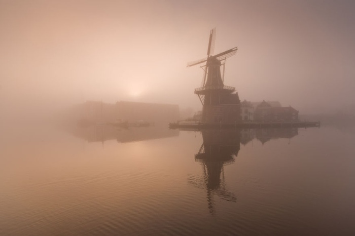 Foggy mill... - Mill, Fog, beauty, View, Landscape, Ripple, Water, The photo