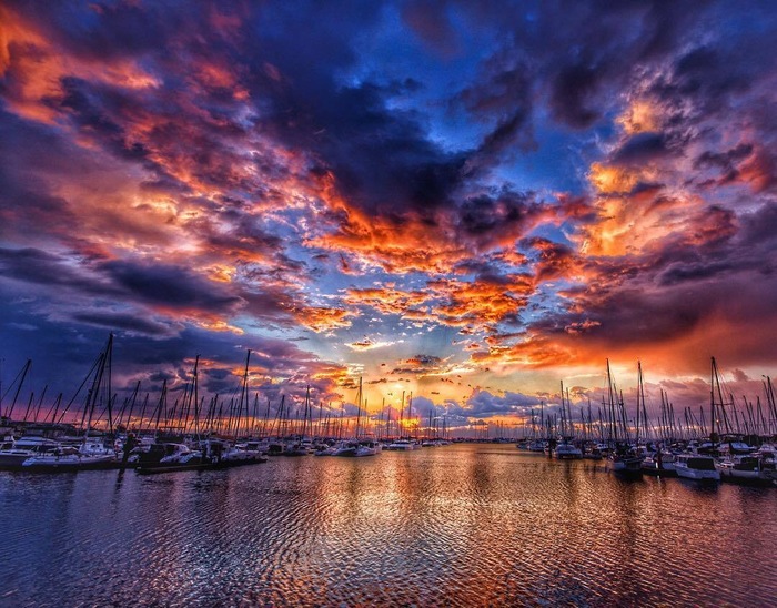 magical sunset - The photo, Sea, Ship, Berth, Sunset, Sky, Clouds