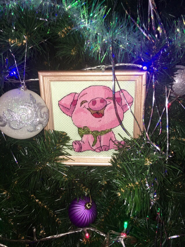 Cross stitch pig - My, Cross-stitch, Piggy, Needlework, Embroidery, Presents, Longpost