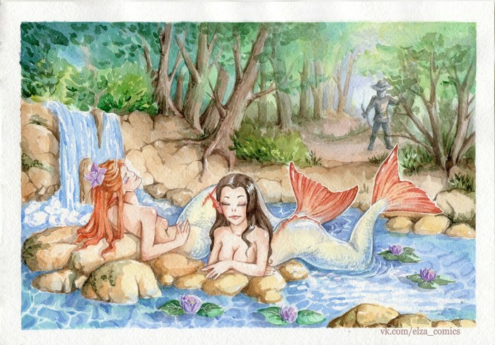 Mermaids - My, Mermaid, Watercolor, Drawing, Illustrations, Story, Forest, Water