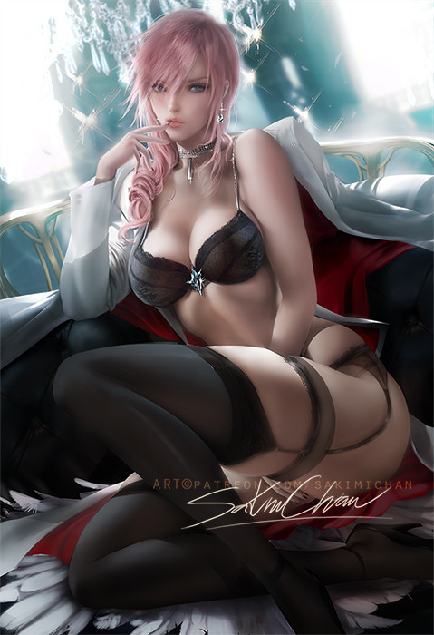 By sakimi chan - NSFW, Sakimichan, Арт, Рисунок, Игры, Final Fantasy, Lightning