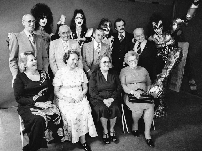 KISS with their moms and dads - Group, Kiss, Rock, Rock band, Parents, The photo, 
