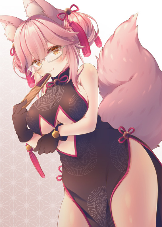 With glasses - NSFW, Anime art, Anime, Fate grand order, Koyanskaya, Animal ears, Longpost