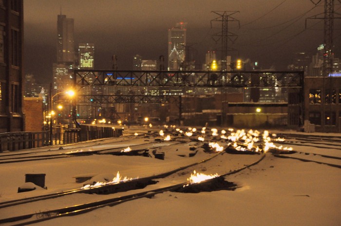 Very-very cold - Railway, Chicago, Fire, , Rails