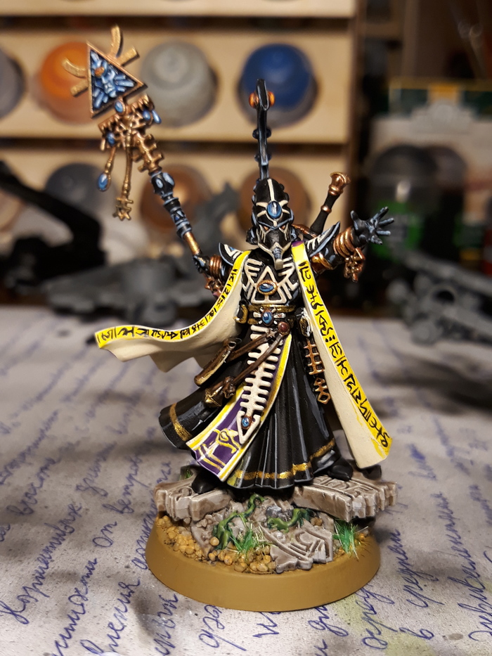 Grandfather Ultran, painted for a friend - My, Wh miniatures, Eldrad Ultran, Warhammer 40k, Eldar, Longpost