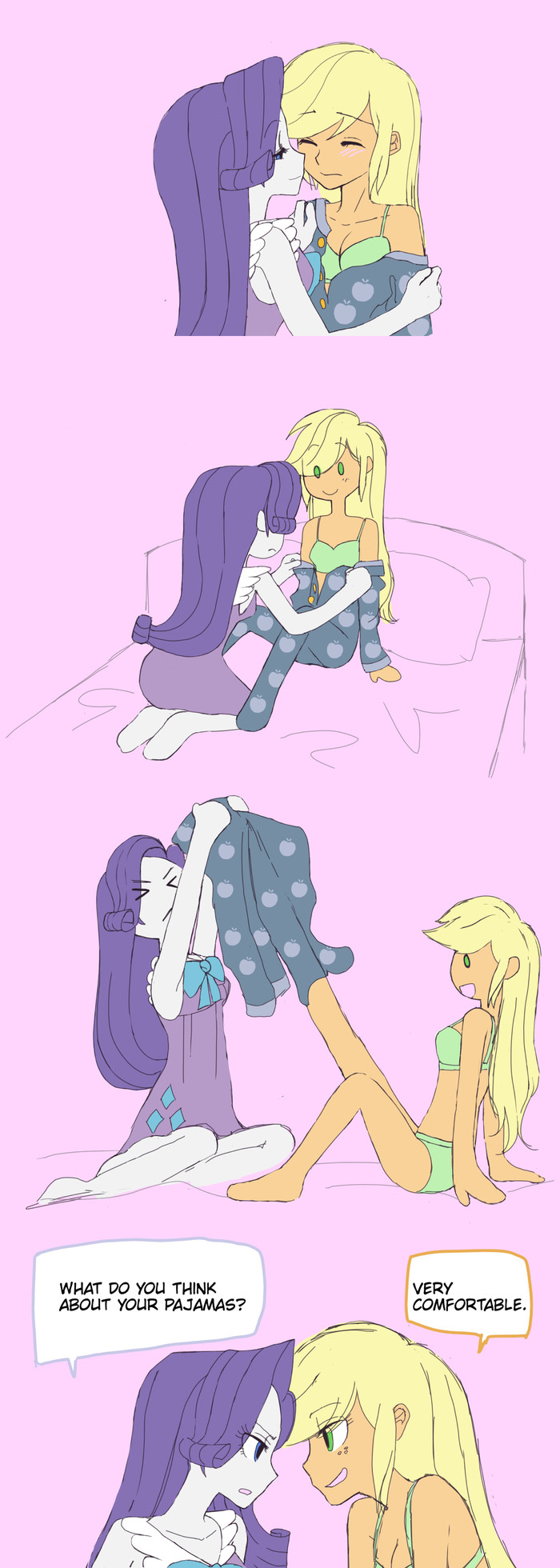 Pajamas - My little pony, Equestria girls, Rarity, Applejack, MLP Lesbian, Shipping, MLP Edge, Haibaratomoe, Longpost