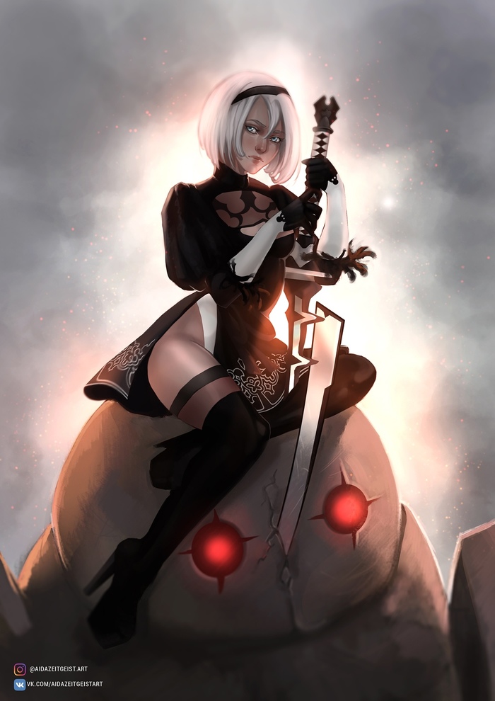 YoRHa 2B - My, NIER Automata, Game art, Games, Fan art