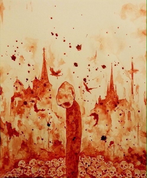 Art teacher draws with blood - Creation, Teacher, Blood, Longpost