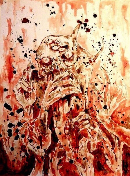 Art teacher draws with blood - Creation, Teacher, Blood, Longpost