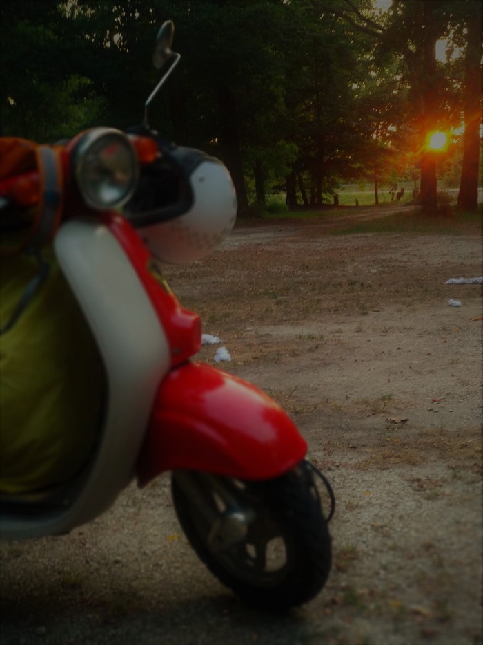 Sunset/Sunrise Challenge in Motorcycle Society (By Friday) - Tramp_on_moped, Longpost, Tramp, Sunset, Moped