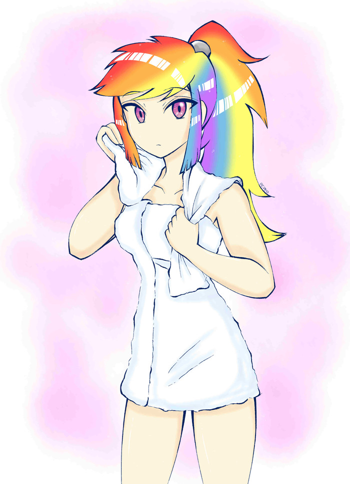 Towel-clad Rainbow Dash - My Little Pony, Rainbow Dash, Хуманизация, Dragonemperror2810