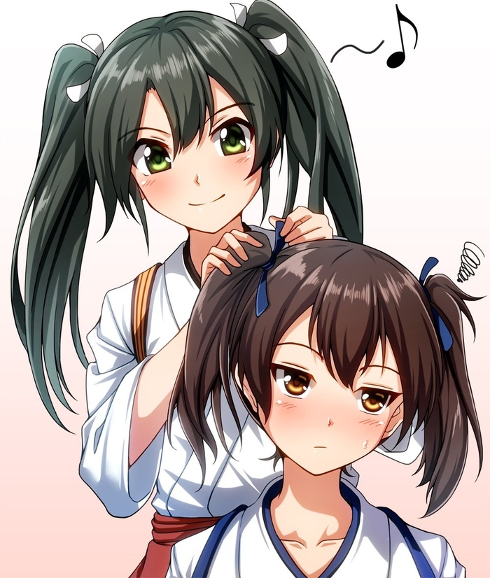 В этот раз победа за 5й Авианосной. - Kantai Collection, Аниме, Anime Art, Zuikaku, Kaga