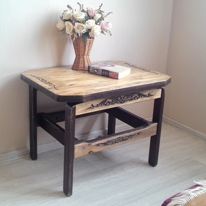 A simple coffee table with a pattern. - My, Restoration, Table, Coffee table, , Longpost