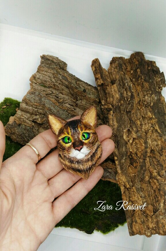 Jewelry made of polymer clay. Animalism - My, Brooch, cat, Decoration, Polymer clay, Handmade, Longpost