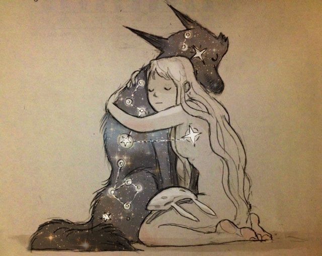 The story of the rabbit girl and the star wolf - Art, Drawing, A selection, Longpost