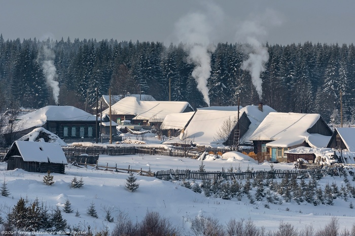 Зима в деревне - Пермский край, Зима, Деревня, Мороз, Фотография