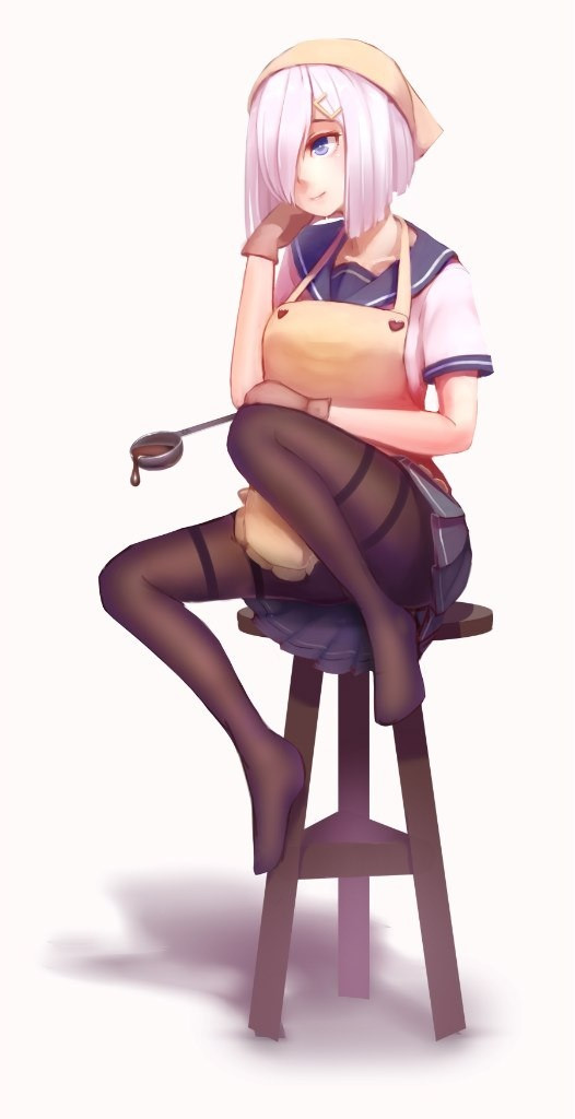 Hamakaze - NSFW, Anime, Anime art, Kantai collection, Hamakaze, Booty, Apron, Longpost, Tights, Valentine's Day