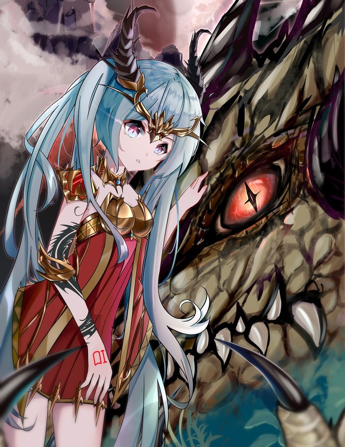 girl and dragon - Anime art, Vocaloid, Not anime, The Dragon, Hatsune Miku, Twitter, Anime