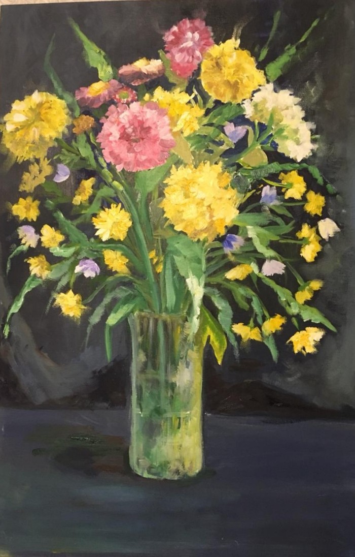 Oil painting Flowers on a dark background - Painting, Butter, Oil painting, Designer, Designers from God, My, Art, Modern Art
