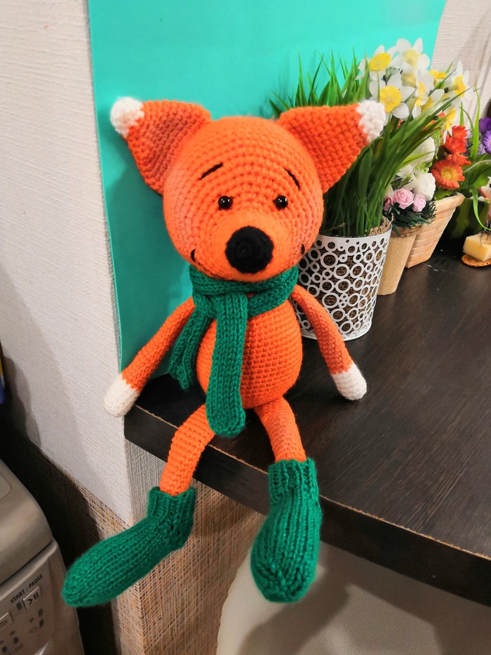 Fox-smile crochet) - My, Knitted toys, Knitting, , Toys, Longpost