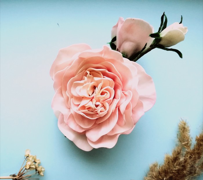 Brooch with peony rose - My, Flowers, Foamiran, Handmade, Brooch, DIY brooch, 