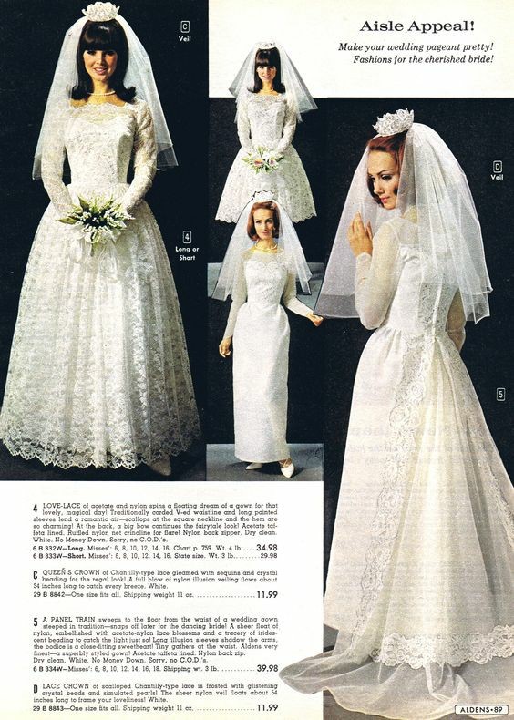 Styles of wedding dresses, 1960s - Wedding Dress, Vintage, Longpost