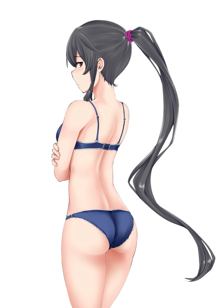 Yahagi - NSFW, Anime Art, Аниме, Kantai Collection, Yahagi, Нижнее белье, Попа