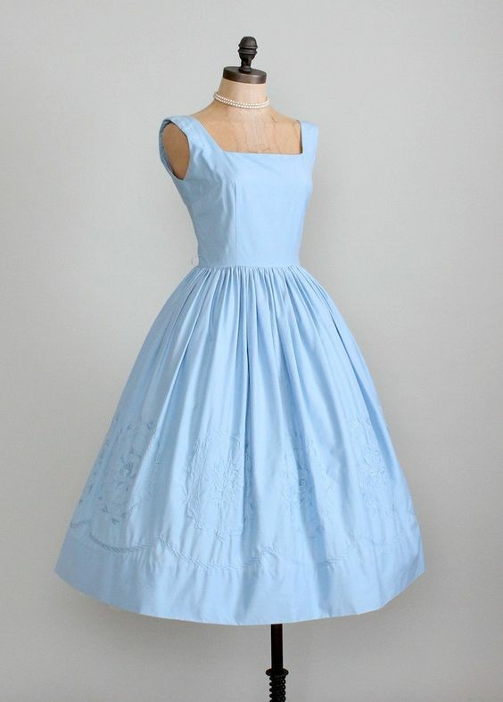 Sky blue vintage dresses, 1950s - The dress, Vintage, 50th, Longpost