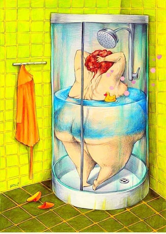 Morning exercise))) - Shower, Bbw, Fullness