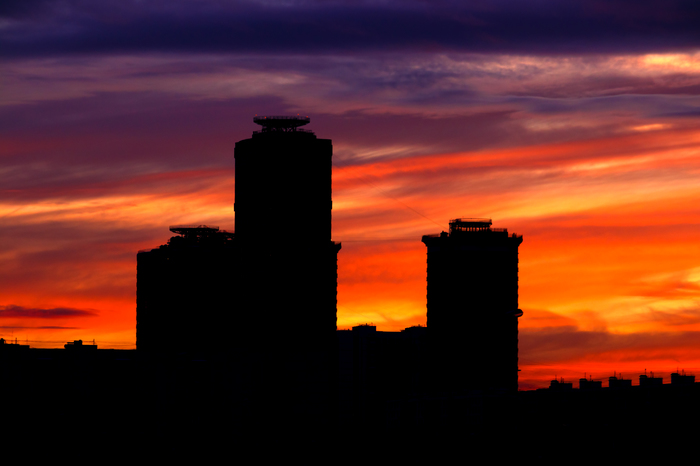 city ??sunset - My, Beginning photographer, The photo, Sunset, Industrial, Silhouette, Landscape, Sky, Clouds, Industrial rock