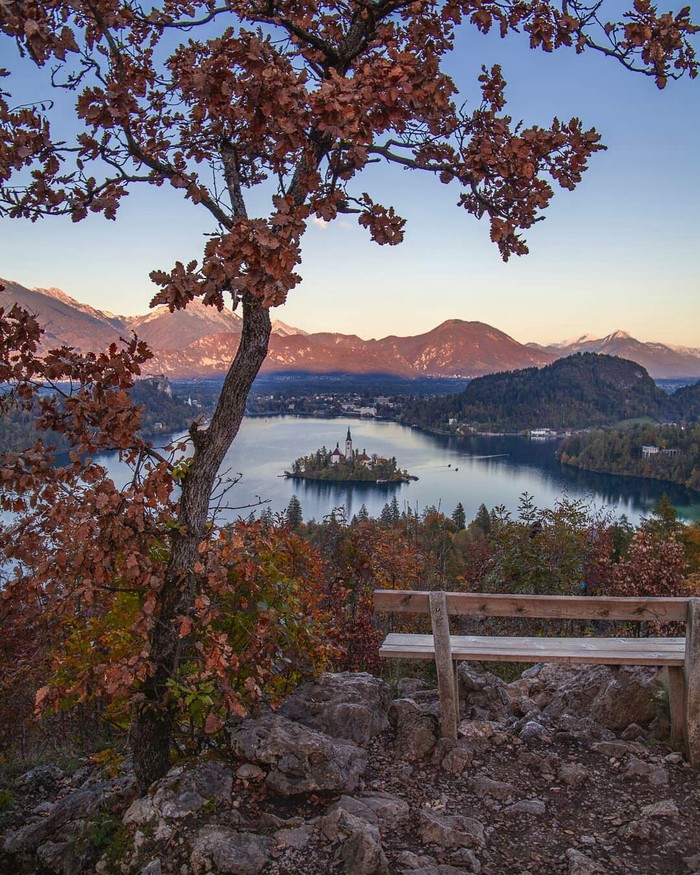 Beautiful autumn sunset on Lake Bled. - Slovenia, Sunset, Lake, The photo, Landscape, Lake Bled